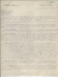 [Carta] 1940 jun. 12, Buenos Aires, [Argentina] [a] Gabriela Mistral, Embajada de Chile, Rio de Janeiro, [Brasil]