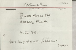 [Carta] 1943 dic. 10 [a] Gabriela [Mistral]