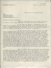 [Carta] 1944 mayo 2, Buenos Aires, [Argentina] [a] Gabriela Mistral, Cónsul de Chile, Petrópolis, Brasil