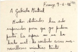 [Carta] 1946 jun. 9, Firenze, [Italia] [a] Gabriela Mistral