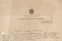 [Carta] 1945 abr. 11, [Río de Janeiro, Brasil] [a] Gabriela [Mistral]