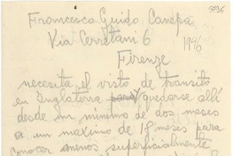 [Carta] 1946, Firenze, [Italia] [a] Gabriela Mistral