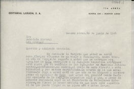 [Carta] 1946 jun. 14, Buenos Aires, [Argentina] [a] Gabriela Mistral, Los Angeles, California, [EE.UU.]