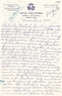 [Carta] 1946 dic. 6, La Habana, Cuba [a] Gabriela Mistral