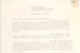 [Carta] 1948 sept. 29, Los Angeles, California, [EE.UU.] [a] Gabriela Mistral