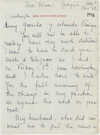 [Carta] 1946 nov. 12, Sea Island, Georgia [a] Gabriela Mistral