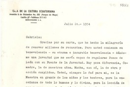 [Carta] 1954 jul. 24, [Quito, Ecuador] [a] Gabriela [Mistral]