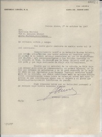 [Carta] 1947 oct. 27, Buenos Aires, [Argentina] [a] Gabriela Mistral, Santa Barbara, [California], [EE.UU.]