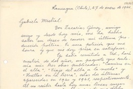 [Carta] 1944 ene. 27, Rancagua, Chile [a] Gabriela Mistral
