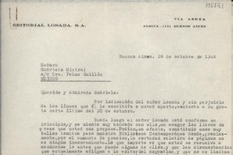 [Carta] 1948 oct. 28, Buenos Aires, [Argentina] [a] Gabriela Mistral, Palma Guillén, México