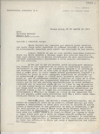 [Carta] 1949 ago. 16, Buenos Aires, [Argentina] [a] Gabriela Mistral, México D.F., [México]