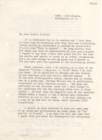 [Carta] Washington, D.C., [EE.UU.] [a] [Gabriela] Mistral