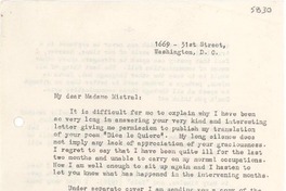 [Carta] Washington, D.C., [EE.UU.] [a] [Gabriela] Mistral