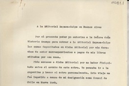 [Carta] 1955 nov. 5, Nueva York, [EE.UU.] [a la] Editorial Espasa-Calpe, Buenos Aires, [Argentina]