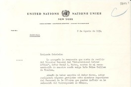 [Carta] 1954 ago. 2, [New York] [a] Gabriela Mistral, Roslyn Harbor, Long Island