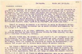 [Carta] 1934 feb. 12, Cartagena [España] [a] Gabriela Mistral