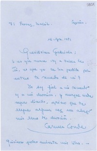 [Carta] 1951 ago. 12, Madrid, España [a] Gabriela Mistral