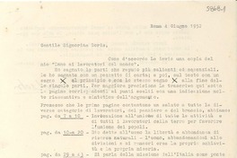 [Carta] 1952 giugno 4, Roma, [Italia] [a] Doris [Dana]