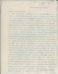 [Carta] 1943 jul. 14, Santiago, [Chile] [a] Gabriela Mistral