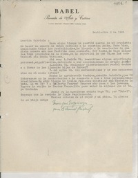 [Carta] 1944 sept. 2, [Santiago, Chile] [a] Gabriela Mistral