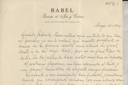 [Carta] 1948 mayo 10, [Santiago, Chile] [a] Gabriela [Mistral]
