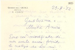 [Carta] 1952 feb. 29, [Italia] [a] Gabriela Mistral
