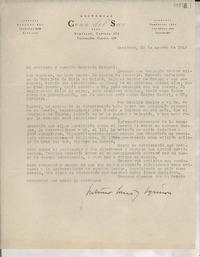 [Carta] 1946 ago. 16, Santiago, [Chile] [a] Gabriela Mistral