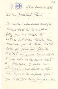 [Carta] 1945 nov. 16, París [a] [Gabriela Mistral]