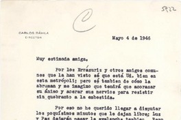 [Carta] 1946 mayo 4 [a] [Gabriela Mistral]