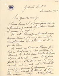 [Carta] 1948 dic., [Santiago, Chile] [a] Gabriela Mistral