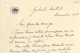 [Carta] 1948 dic., [Santiago, Chile] [a] Gabriela Mistral