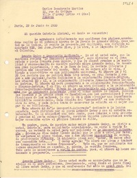 [Carta] 1933 jun. 29, Paris, Francia [a] Gabriela Mistral