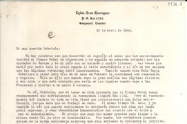 [Carta] 1946 abr. 10, Guayaquil, [Ecuador] [a] Gabriela [Mistral]