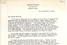 [Carta] 1946 sept. 26, Guayaquil, [Ecuador] [a] Gabriela [Mistral]