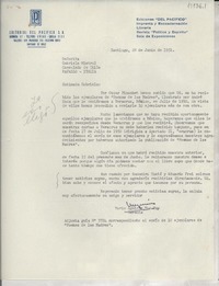 [Carta] 1951 jun. 28, Santiago, [Chile] [a] Gabriela Mistral, Consulado de Chile, Rapallo, Italia