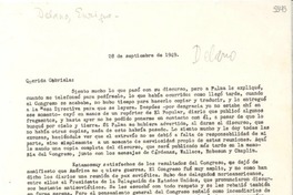 [Carta] 1949 sept. 28, [México D. F.] [a] Gabriela Mistral