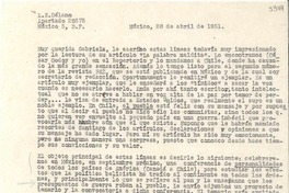 [Carta] 1951 abr. 28, México D. F. [a] Gabriela Mistral