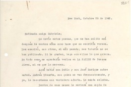 [Carta] 1943 oct. 28, New York [a] Gabriela Mistral