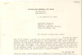 [Carta] 1948 feb. 4, New York, [Estados Unidos] [a] Gabriela Mistral, Santa Bárbara, Cal[ifornia], [Estados Unidos]
