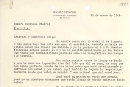 [Carta] 1946 ene. 18, Estocolmo [a] Gabriela Mistral, París