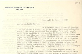 [Carta] 1952 ago. 18, Génova, [Italia] [a] Gabriela [Mistral]