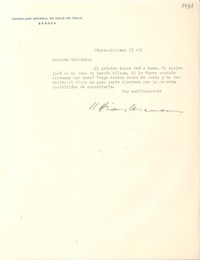 [Carta] 1952 oct. 23, Génova, [Italia] [a] Gabriela [Mistral]