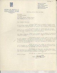 [Carta] 1954 jun. 25, Santiago, [Chile] [a] Gabriela Mistral, Roslyn Harbor, Long Island, N. Y., EE.UU.