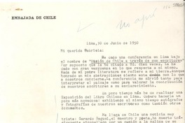 [Carta] 1950 jun. 30, Lima [a] Gabriela Mistral