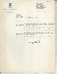 [Carta] 1955 ene. 14, Santiago, [Chile] [a] Doris Dana, Roslyn Harbor, Long Island, N. Y., EE.UU.
