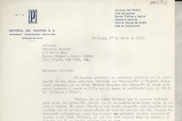 [Carta] 1955 mar. 1, Santiago, [Chile] [a] Gabriela Mistral, Roslyn Harbor, Long Island, New York, EE.UU.