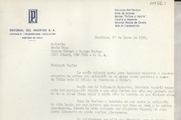 [Carta] 1955 mar. 1, Santiago, [Chile] [a] Doris Dana, Roslyn Harbor, Long Island, New York, EE.UU.