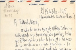 [Carta] 1946 jul. 26, [Santiago] [a] Gabriela Mistral