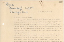 [Carta] 1949 feb. 18, [Santiago] [a] Gabriela Mistral