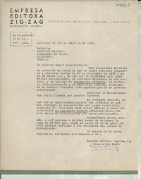 [Carta] 1940 mayo 16, Santiago, Chile [a] Gabriela Mistral, Consulado de Chile, Nitcteroy, Brasil
